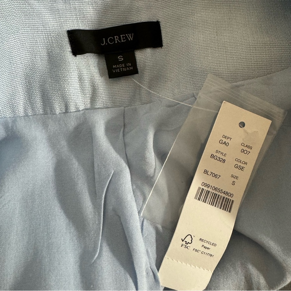 NEW J Crew Tie Front Linen Blend Cropped Top Gentle Sea - Picture 5 of 8